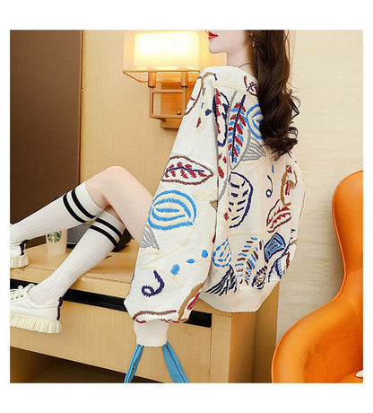 質感のいい刺?スウェット五色ありトップスE-4153