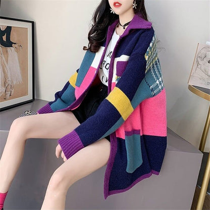 着心地良い 折り襟 大好評 長袖 切り替えカーディガンE-2193