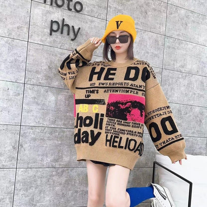 絶対流行 オシャレ 都市ファッショ デザイン スタイルアップ 5色選択 ニットトップスE-9989