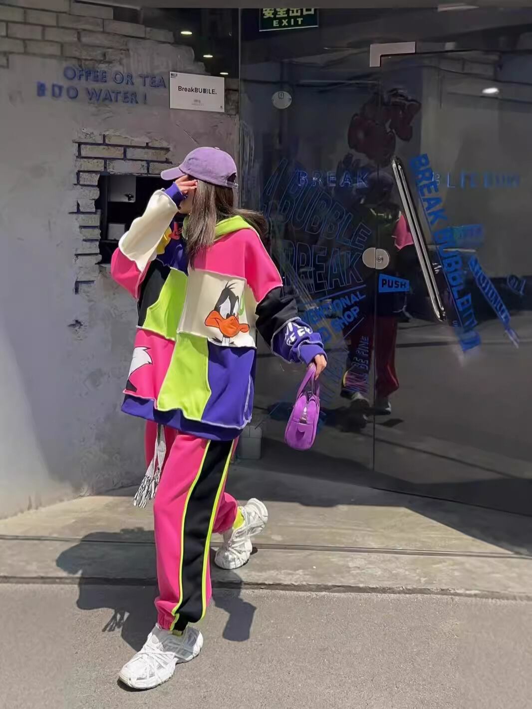 快適トップス カラーマッチング おしゃれ度高め 切り替え 2色選択 パーカーE-9361