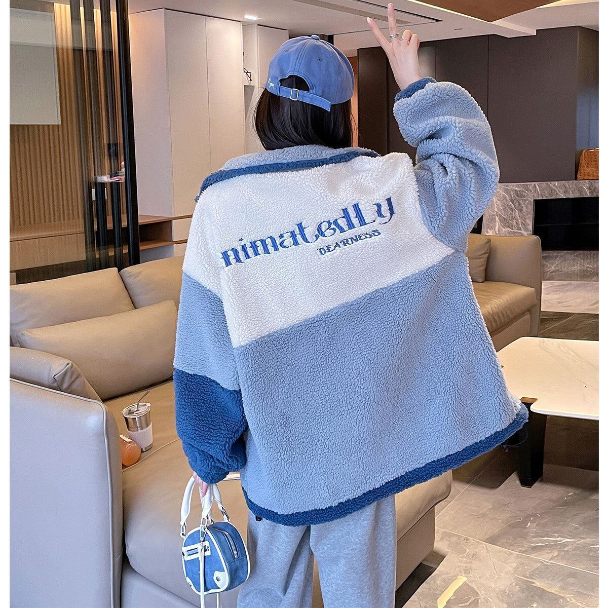 好感度UP 肌触り抜群 カジュアル 切り替え 2色選択 フリース コート ボアジャケットE-9870