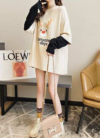 主役級 プリント カジュアル 4色選択 スウェットE-10932