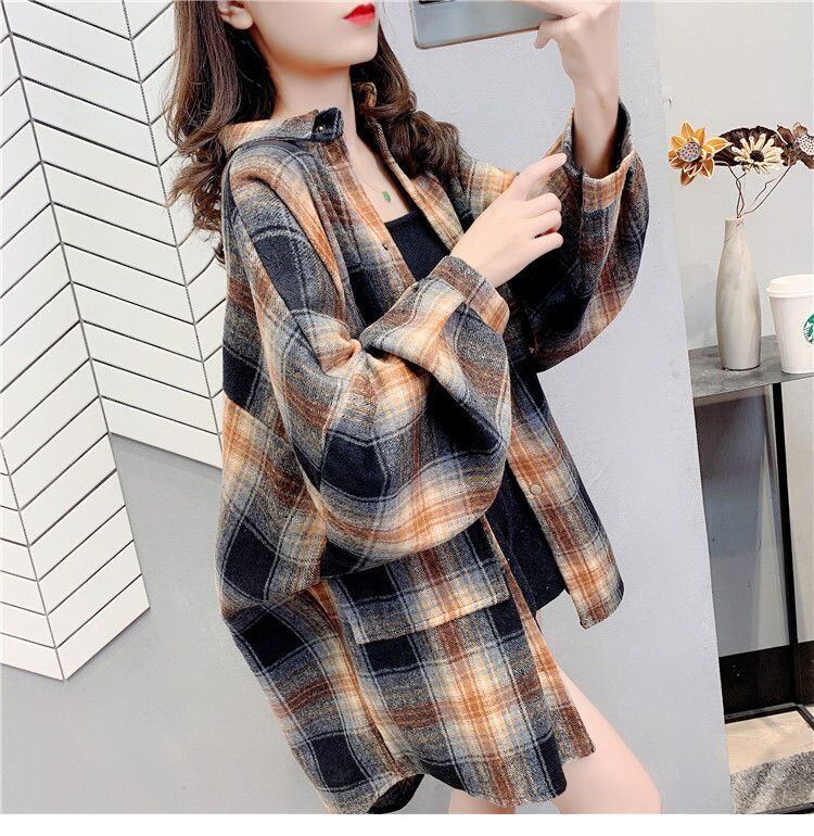 売り切れ必至 カジュアル 柔らかくて優しい印象 チェック柄 3色選択 シャツ E-9689