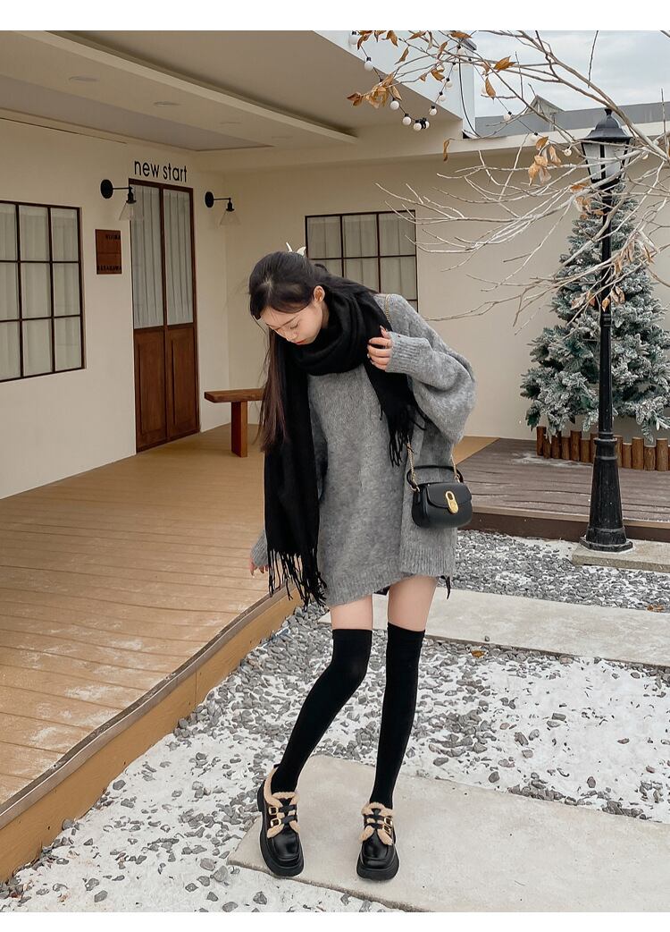 好感度満載 美感いっぱい 太ヒール スクエアトゥ ベルベット ローファー 革靴 2色選択可 シューズE-10551