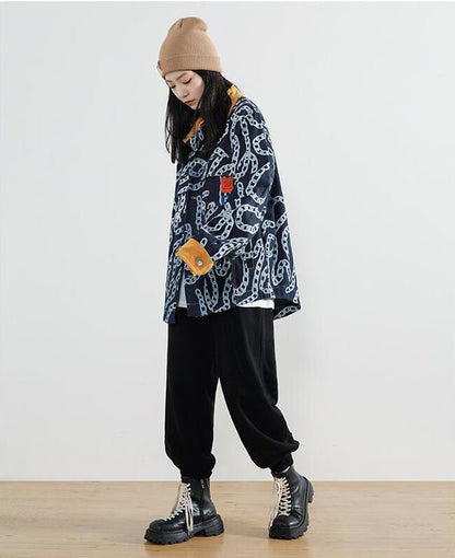 絶対流行 絶対欲しい デザイン性抜群 切り替え デニム ジャケットゆったりコートE-9945