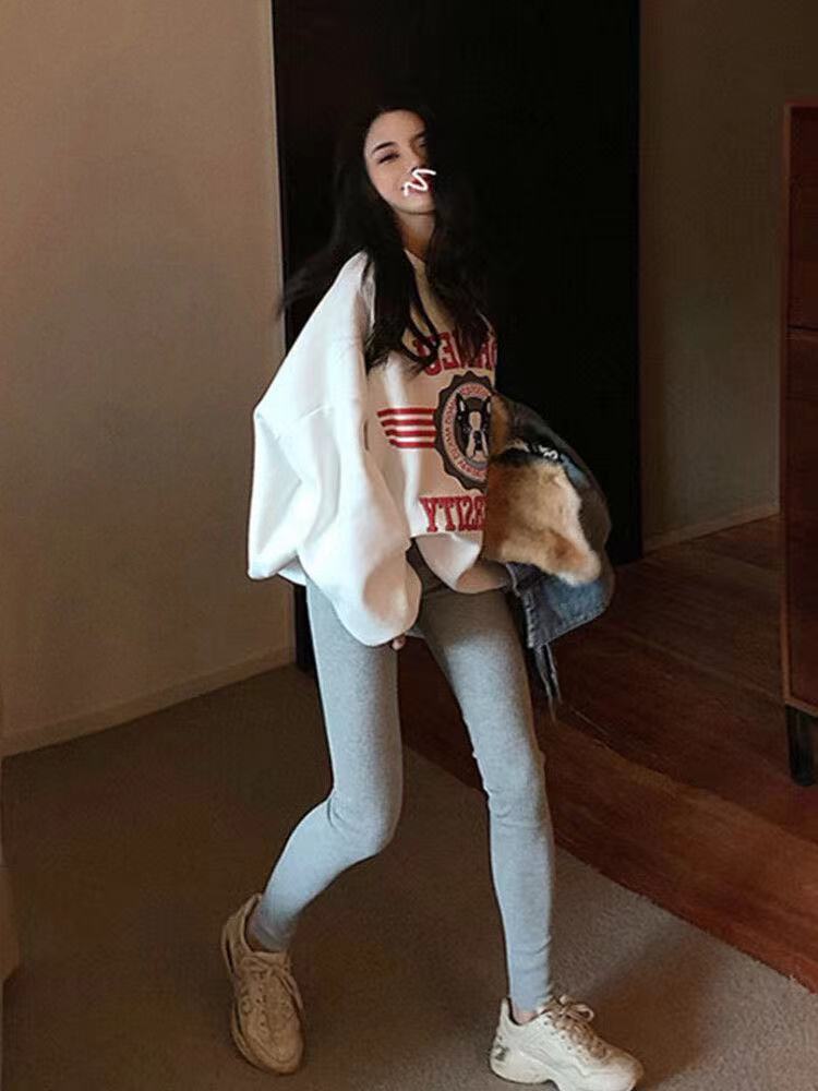 【裏起毛あり】優しい雰囲気 キュート ファッション カジュアル 2色 スウェットE-10175