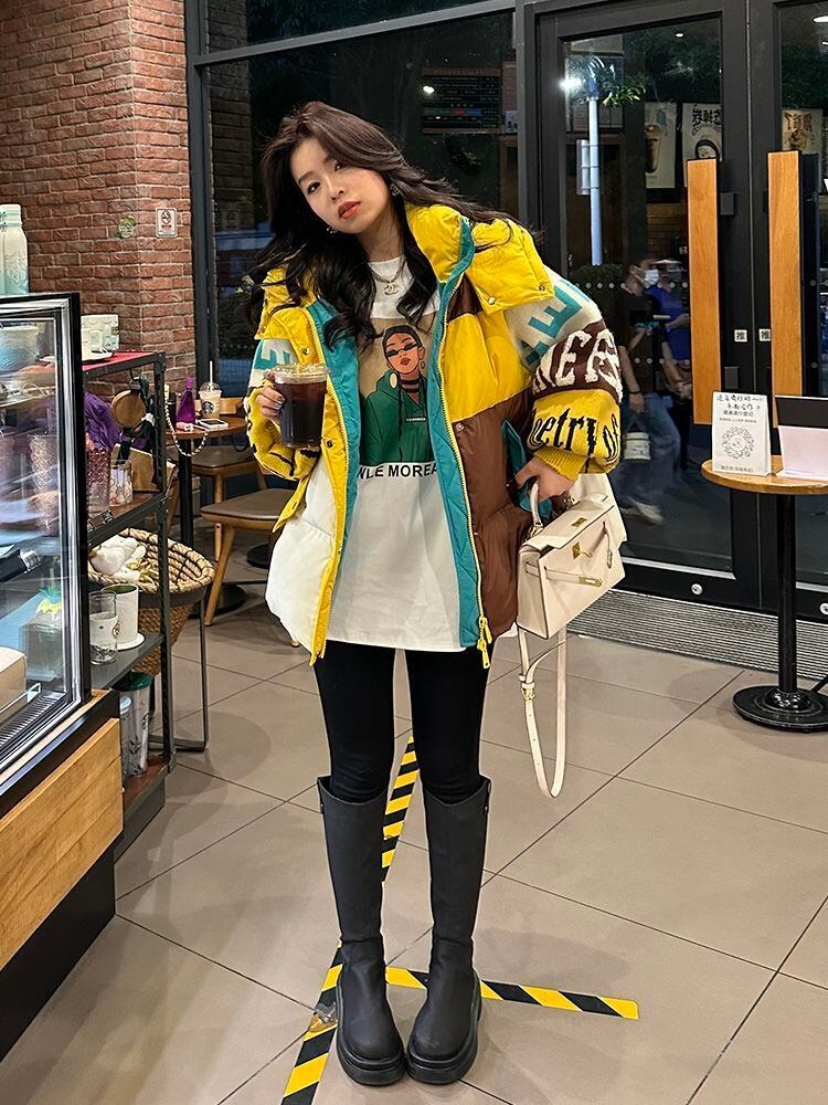 気質アップ 切り替え ファッション感満々 2色選択 ダウンジャケットE-10588