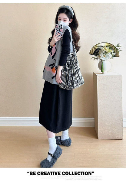 カジュアル ト デザイン オシャレ 着心地良い カジュアル 2色 ニット セータートE-12243