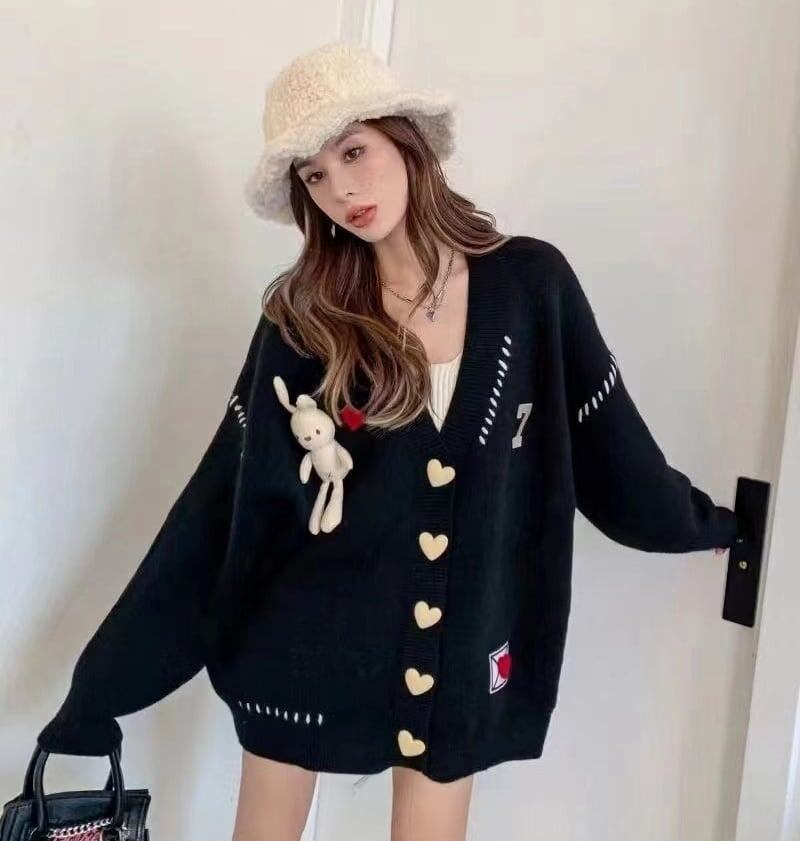 流行新作 デザイン性抜群 目を奪われる Vネック 3色選択 ニットトップスE-9608