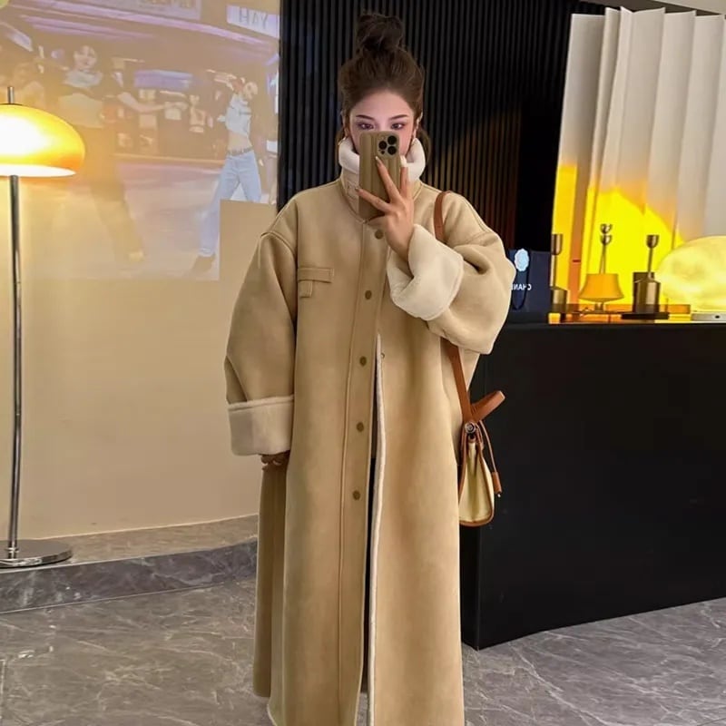 美人度アップ オシャレデザイン プラスベルベット ムートンコートE-12378