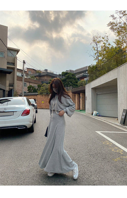 超人気 定番シンプル カジュアル 長袖パーカー＋スカート セットアップ E-10002