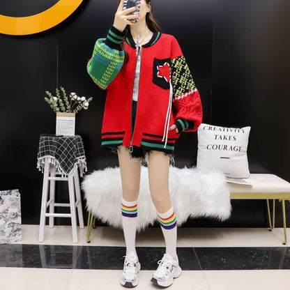 絶対欲しい 高見えデザイン 快適トップス ストライプ柄 4色選択 ニットトップスE-10025