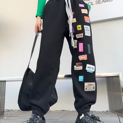 着?せロゴ裏起毛ジョガーパンツ4色あり   E-4449