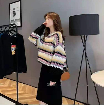 「上品な美しさ」女性らしい落ち着いたファッション  4色選択 ニットトップスE-10696