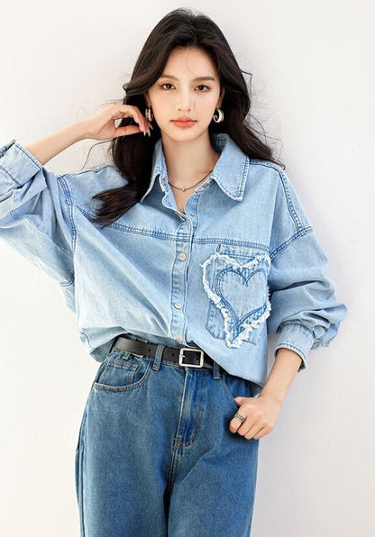 都市ファッショ デザイン オシャレ 上質 おしゃれ度高め アバンギャルド デニム シャツ E-9279