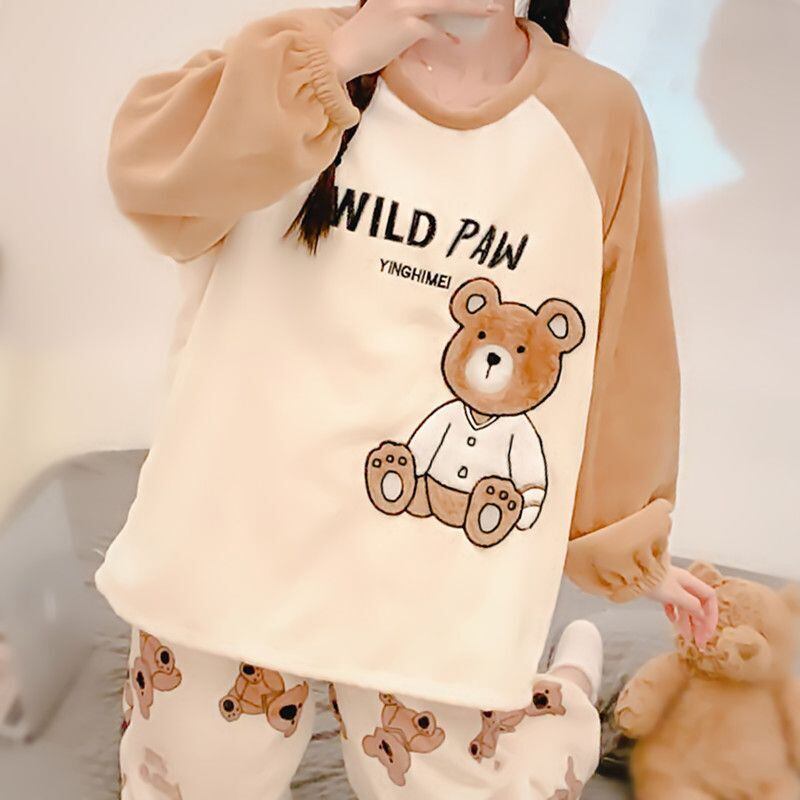 新商品 デザイン性抜群 大人可愛い 着心地良い 4種選択 コーラルベルベットパジャマ トップス+パンツセット E-9765