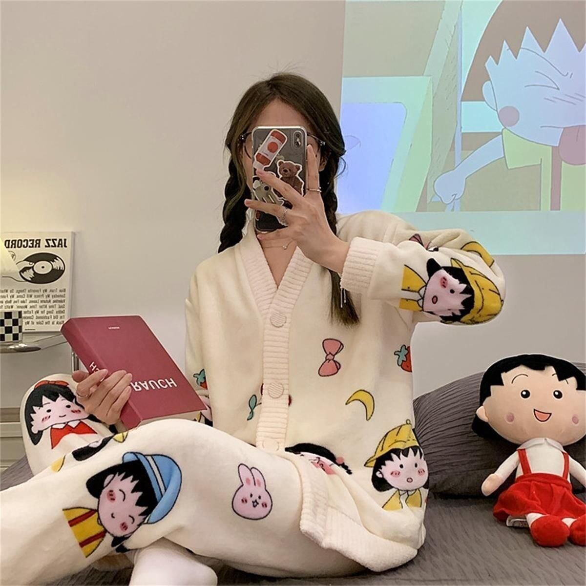 見逃し厳禁 パジャマ レディース秋冬ルームウェア トップス+パンツセットE-5730