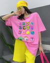 売り切れ必至 個性派 プリント三色 ゆったり 半袖Tシャツ ＜ins-8462＞