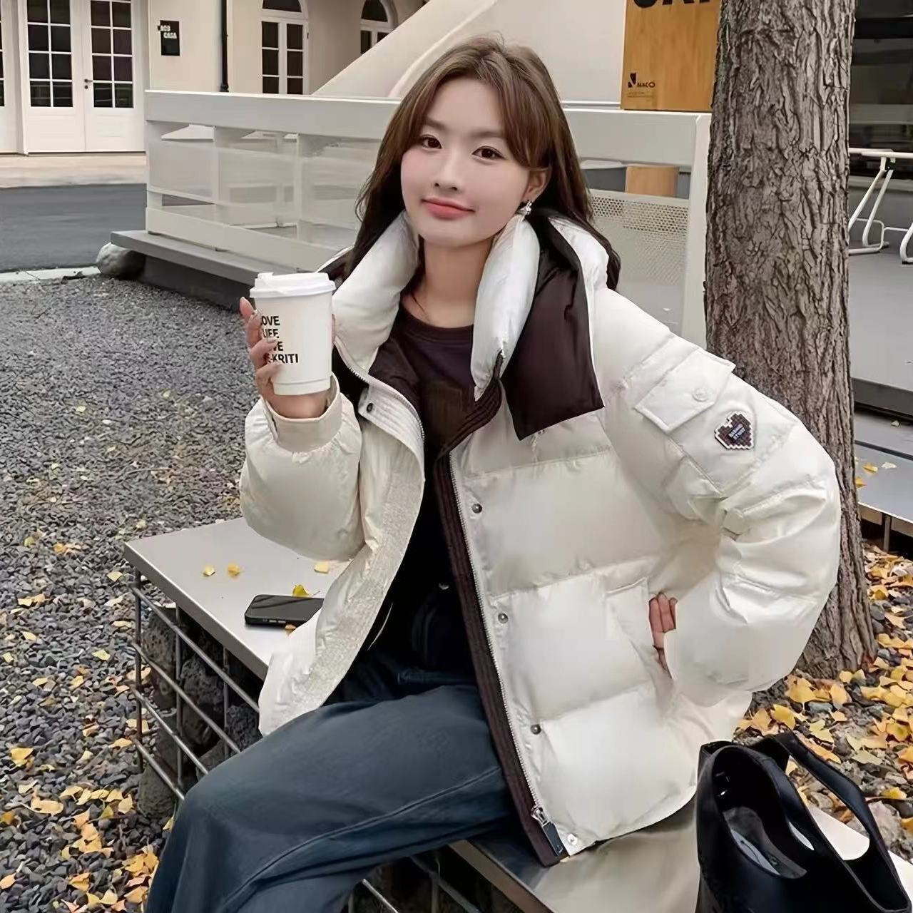 好感度UPファッション 3色選択 スタイルアップ フード付きジッパーコート E-10023