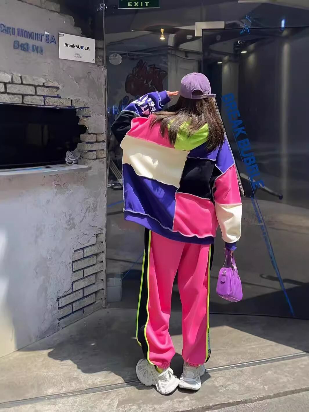 快適トップス カラーマッチング おしゃれ度高め 切り替え 2色選択 パーカーE-9361