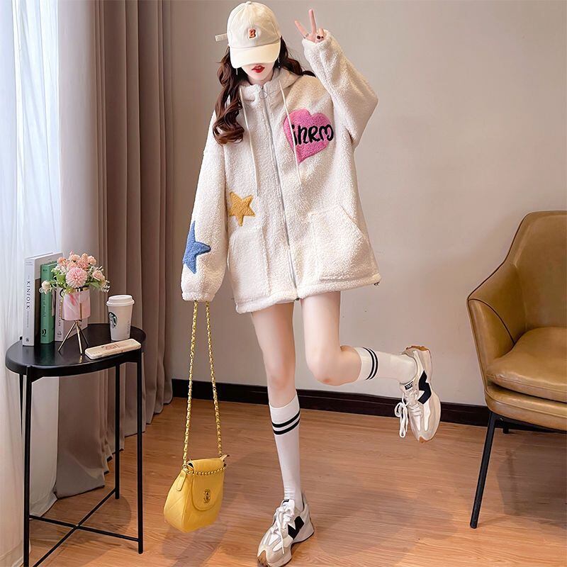 流行新作 美人度アップ 目を奪われる カジュアル 3色選択 ラムフリース コート ボアジャケットE-9792