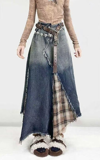 デニム デートにぴったり  女性力を高める 無地 ハイウエスト スカート ボトムスE-12319