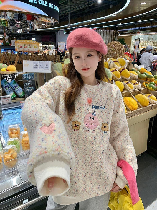 絶対欲しい刺?ロゴもこもこボアスウェット全2色E-4548