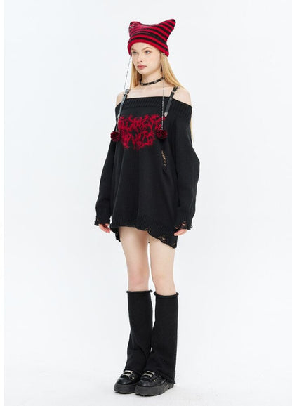 人気上昇中 ファッション感満々 高見えデザイン 全2色 オフショル風 ニットトップスE-9599