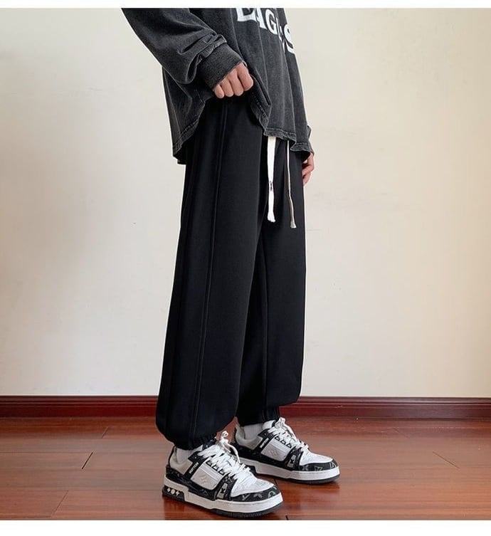 着?せロゴ裏起毛ジョガーパンツ3色あり   E-4466