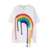 好感度UP 虹ロゴ タッセル ゆったり Tシャツ 全2色 ユニセックス半袖E-4863