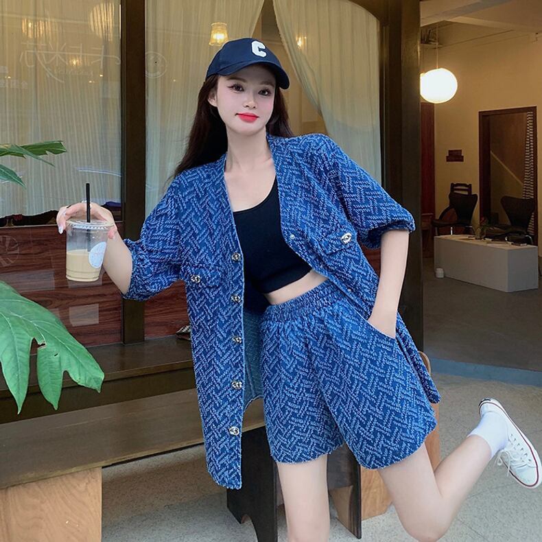 レトロ ジャケット＋ショートパンツ 高級感溢れる セットアップE-6718