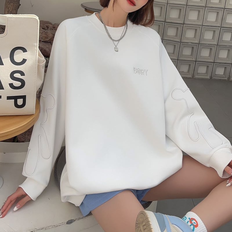 女子マスト刺?ロゴ厚手スウェット全4色E-4478