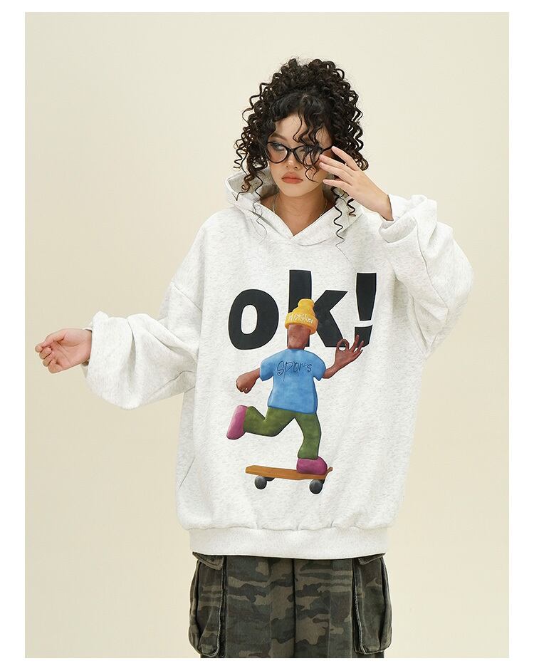 【裏起毛】都市ファッショ デザイン オシャレ ファッション感満々 カジュアル プリント2色選択 パーカーE-10612