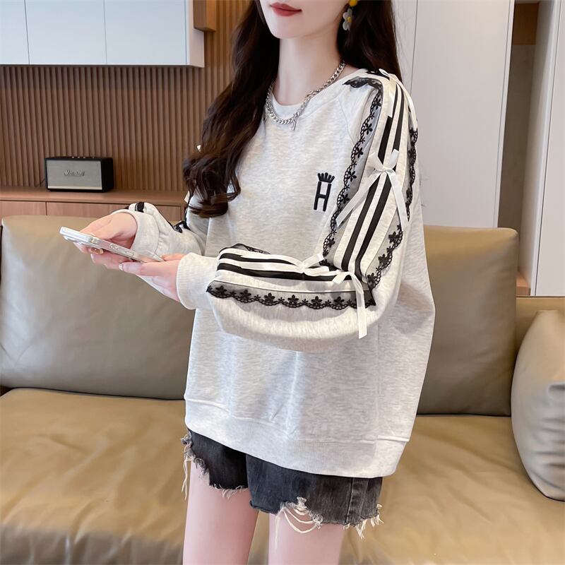 超人気 スウィート ファッション感満々 刺繍 切り替え 3色選択 スウェットE-9294