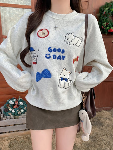 存在感抜群 Eweet系可愛い トレンドアイテム 刺繍 2色選択 パーカーE-9892