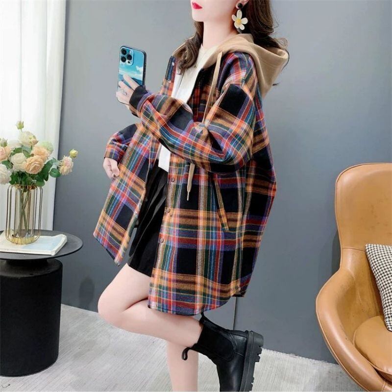 売り切れ必至 カジュアル スタイルアップ効果抜群 チェック柄 2色選択 シャツ E-9711