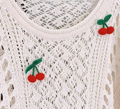 話題沸騰中 キュート 美人度アップ おしゃれ度高め 透かし彫り ニットトップスE-9154