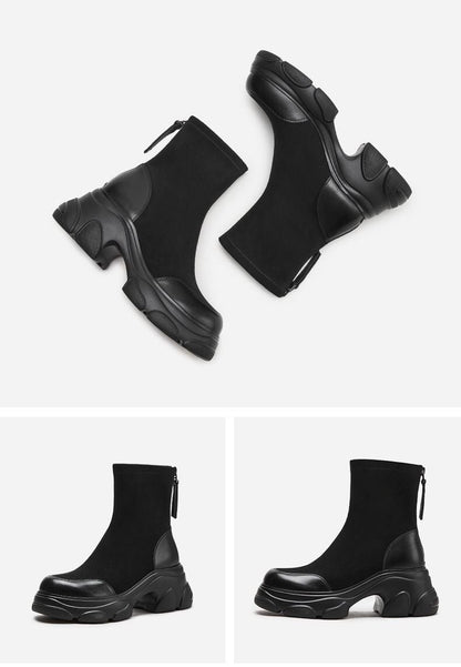 太ヒール スクエアトゥ 美感いっぱい ベルベット ローファー 革靴 2色選択可 シューズE-10386