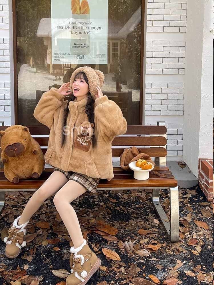 絶対欲しい 個性的なデザイン 大人可愛い 上質 ぬいぐるみのパーカートップス E-9889
