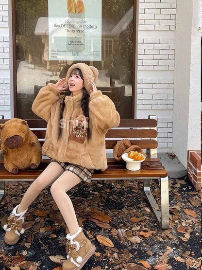 絶対欲しい 個性的なデザイン 大人可愛い 上質 ぬいぐるみのパーカートップス E-9889