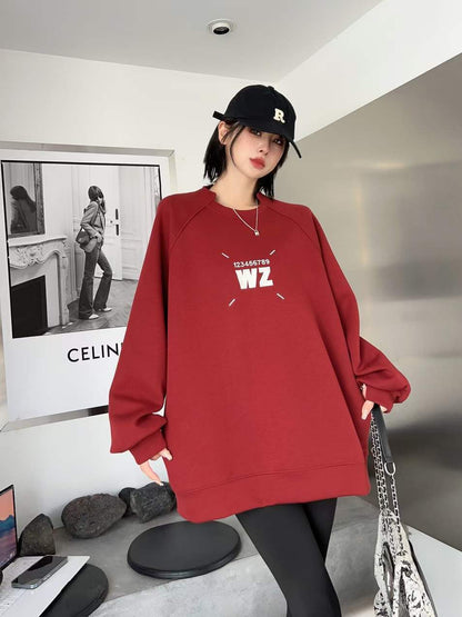 大人の定番刺?ロゴ厚手ラグランスウェット全6色E-4419