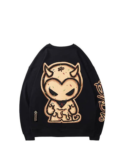 主役級グラフィックプリントユニセックスオーバーサイズスウェット三色ありE-4198