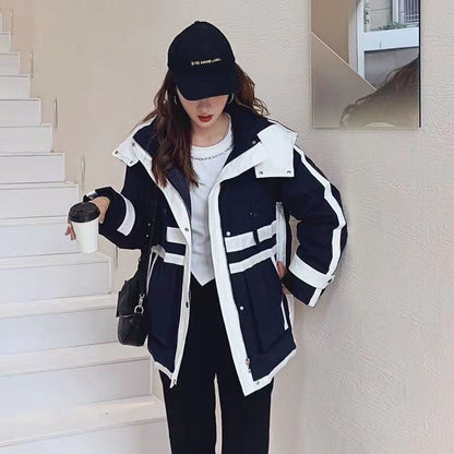 大活躍 オシャレ 都市ファッショ デザイン 気質アップ 切り替え ダウンジャケット E-9871