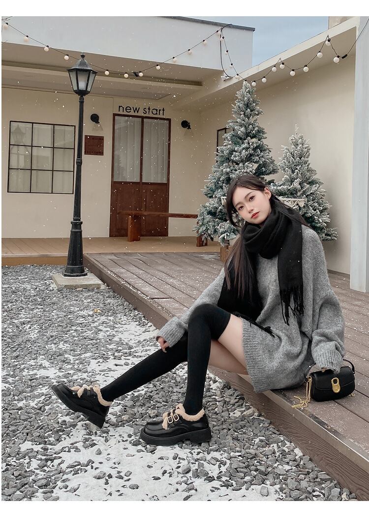 好感度満載 美感いっぱい 太ヒール スクエアトゥ ベルベット ローファー 革靴 2色選択可 シューズE-10551