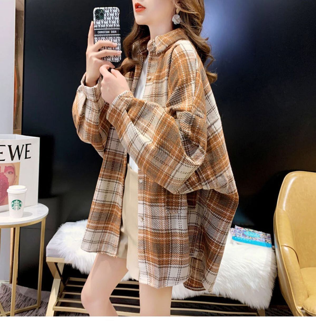 超人気 オシャレ 都市ファッショ デザイン 定番シンプル チェック柄 シャツ E-9646