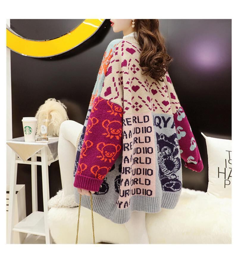 ルーズレイジースタイル漫画セーターカーディガントE-5021