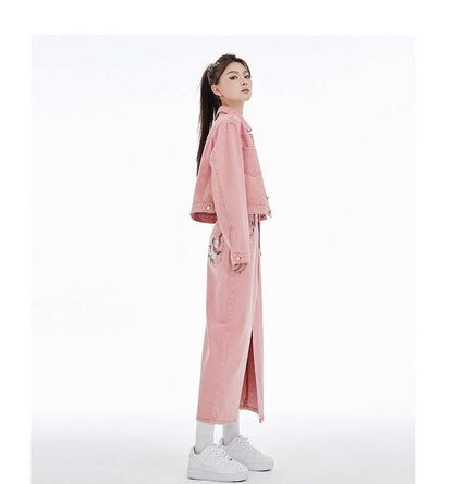 カジュアル 長袖 定番シンプル ジャケット＋スカート セットアップ E-10943