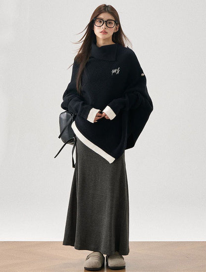 新商品 都市ファッショ おすすめ オシャレ デザイン 不規則 イレギュラー 2色選択 ニットトップスE-9917