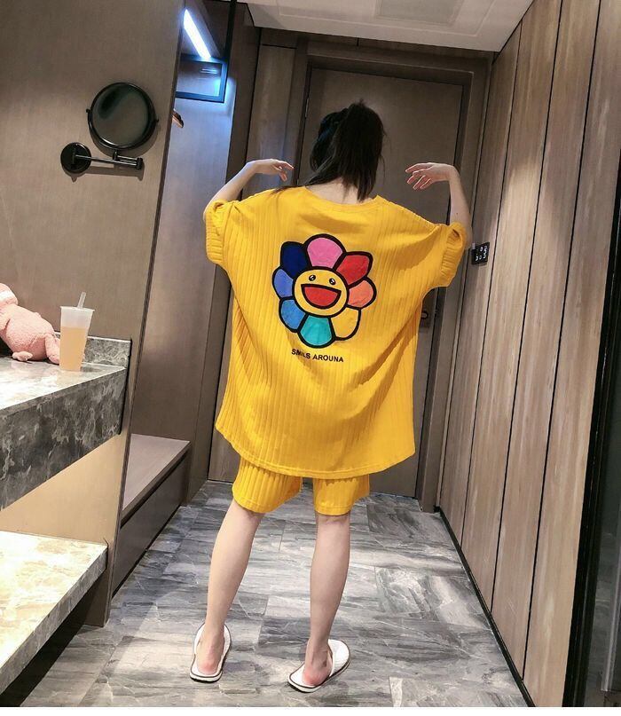 今季マストバイ パジャマ 着心地良い 4種選択 プリント 半袖トップスⅹショートパンツセットE-9182