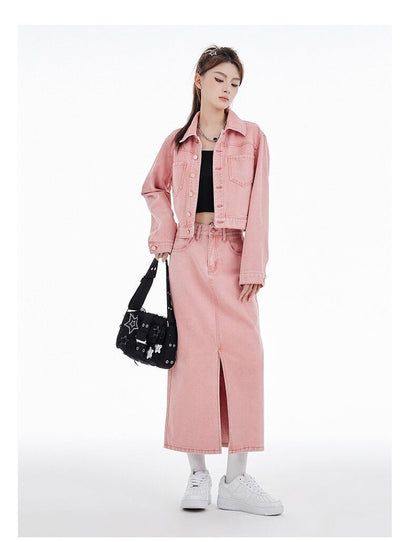 カジュアル 長袖 定番シンプル ジャケット＋スカート セットアップ E-10943